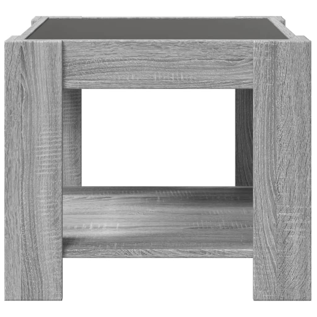 Salongbord Sofabord Sonoma Grå med LED 53x53x45 cm