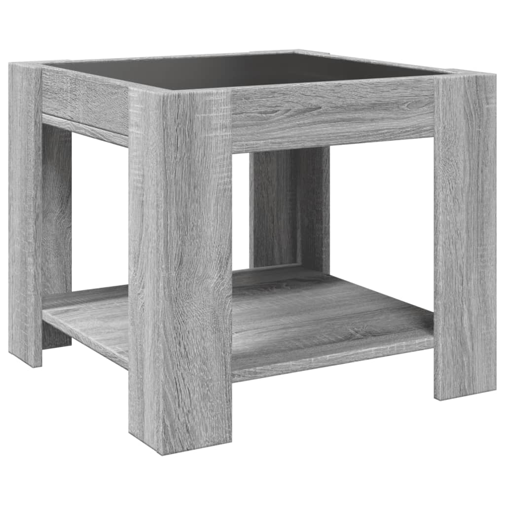 Salongbord Sofabord Sonoma Grå med LED 53x53x45 cm