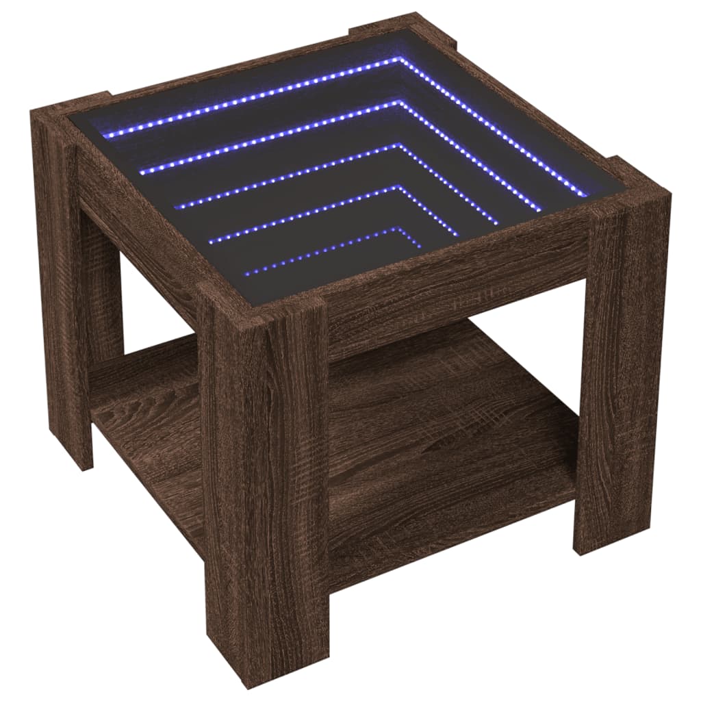 Salongbord Sofabord Brun Eik med LED 53x53x45 cm