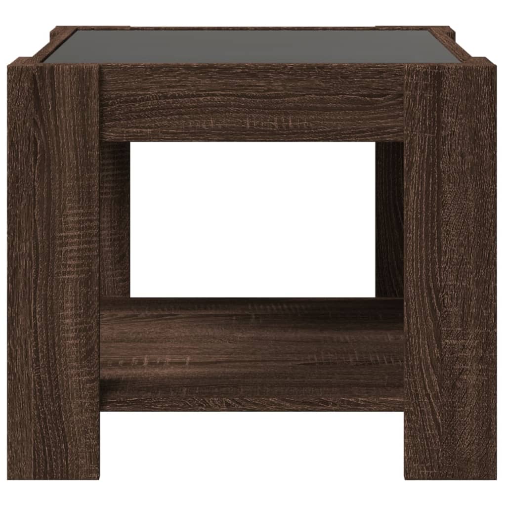 Salongbord Sofabord Brun Eik med LED 53x53x45 cm