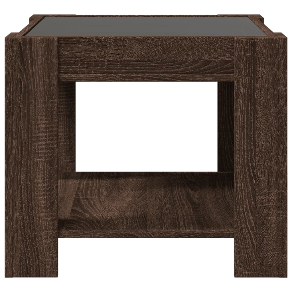 Salongbord Sofabord Brun Eik med LED 53x53x45 cm