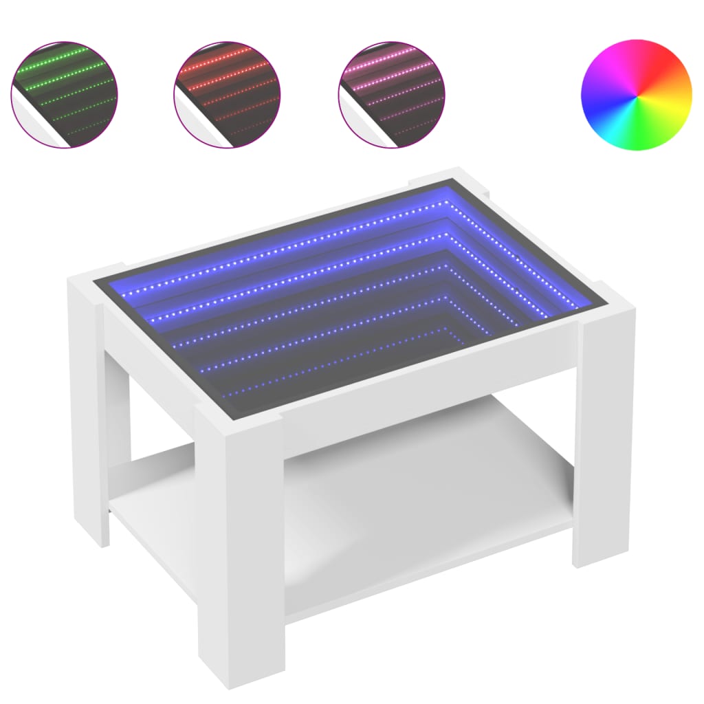 Salongbord Sofabord Hvit med LED 73x53x45 cm
