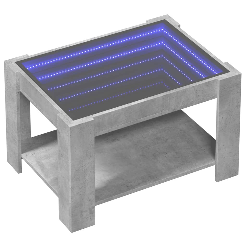 Salongbord Sofabord Betonggrå med LED 73x53x45 cm