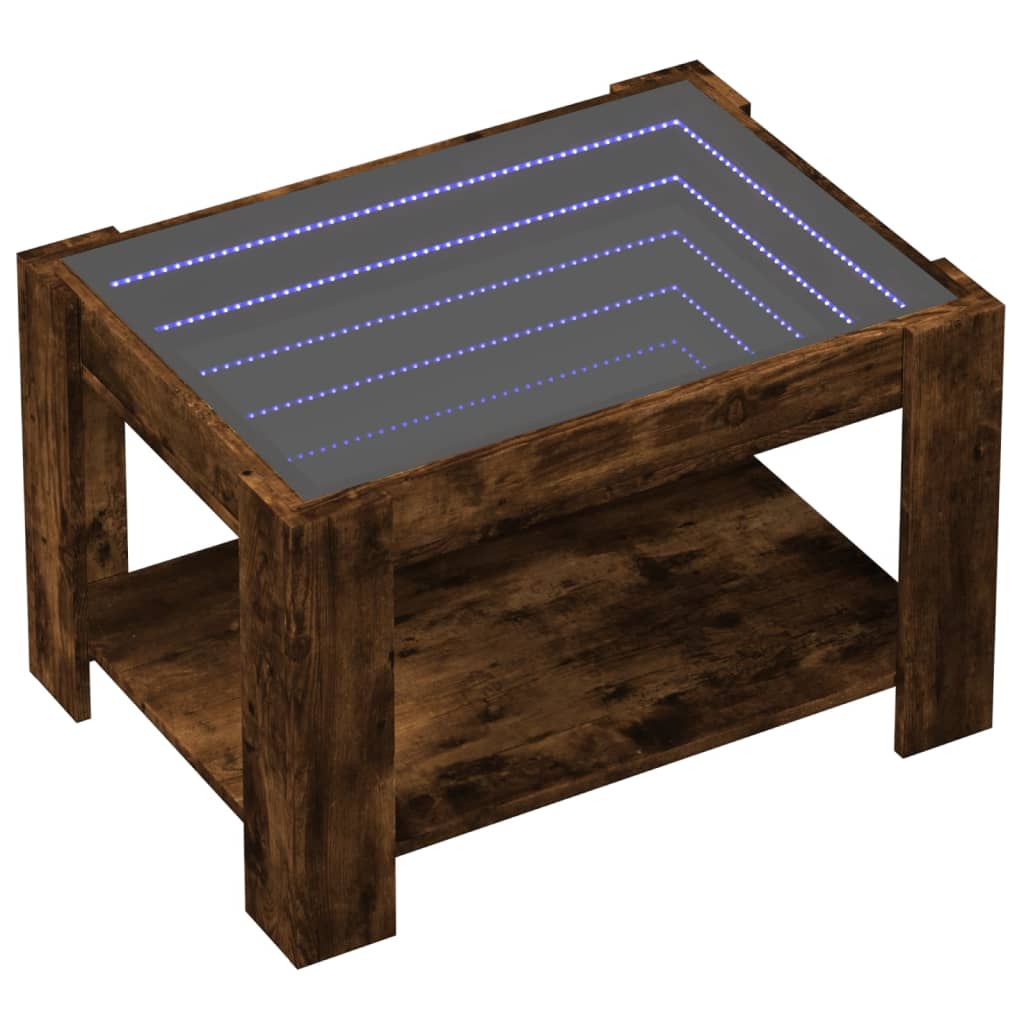 Salongbord Sofabord Røkt Eik med LED 73x53x45 cm