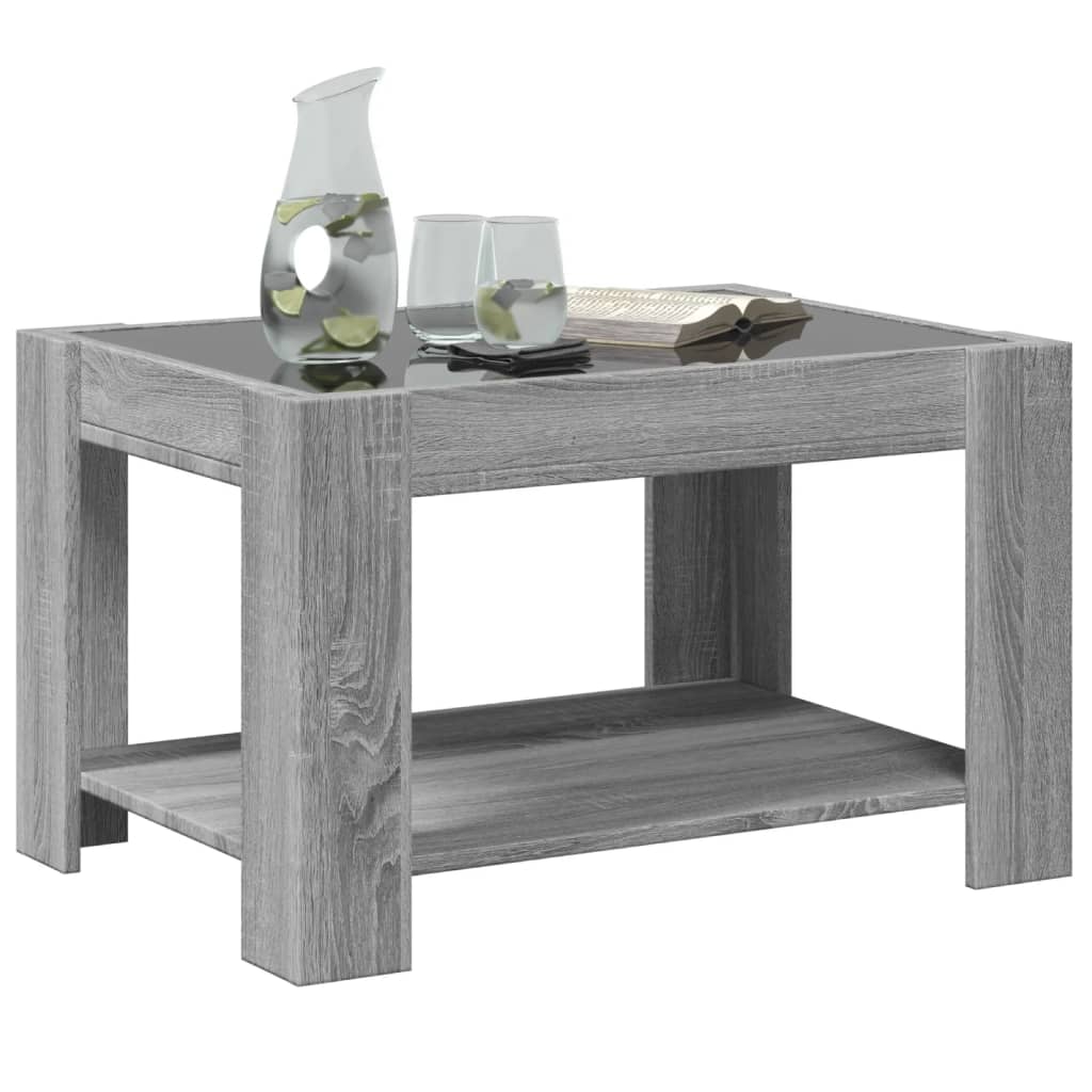 Salongbord Sofabord Sonoma Grå med LED 73x53x45 cm