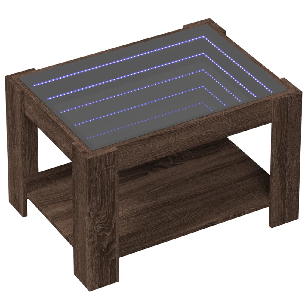 Salongbord Sofabord Brun Eik med LED 73x53x45 cm