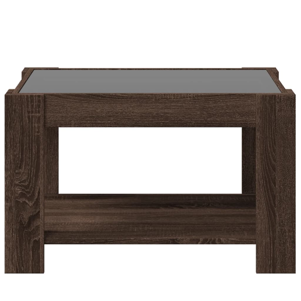 Salongbord Sofabord Brun Eik med LED 73x53x45 cm