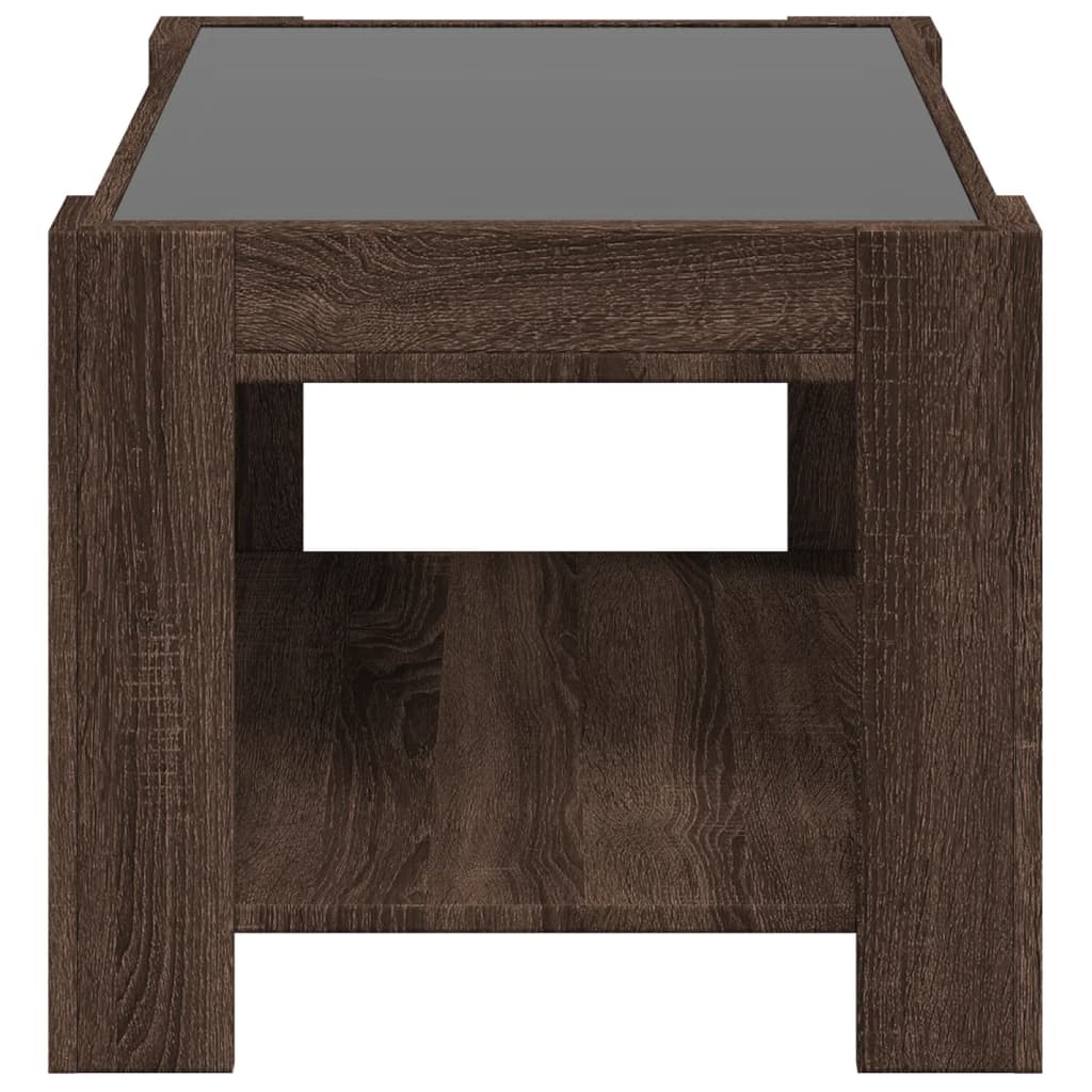Salongbord Sofabord Brun Eik med LED 73x53x45 cm