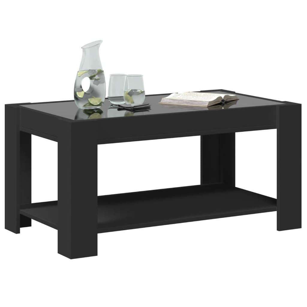 Salongbord Sofabord Svart med LED 93x53x45 cm