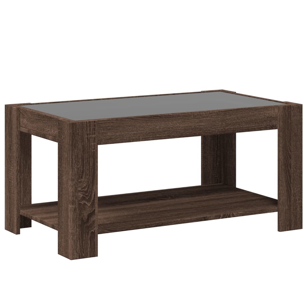 Salongbord Sofabord Brun Eik med LED 93x53x45 cm