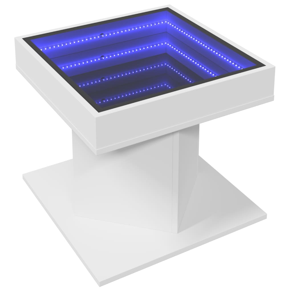 Salongbord Sofabord Hvit med LED 50x50x45 cm