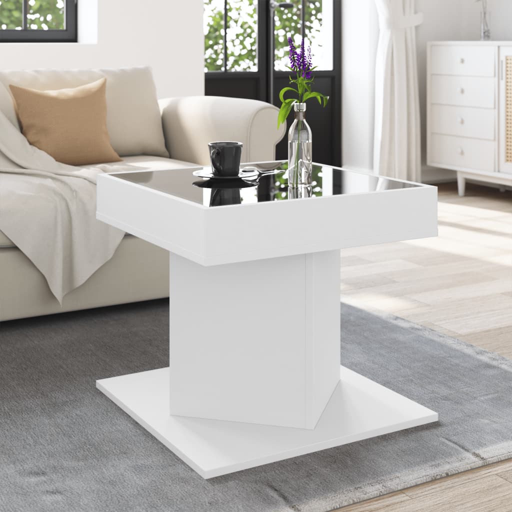 Salongbord Sofabord Hvit med LED 50x50x45 cm