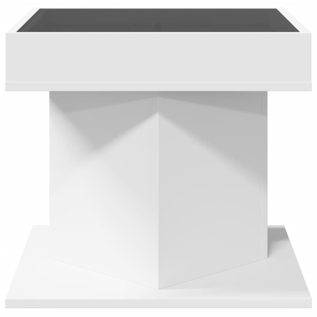 Salongbord Sofabord Hvit med LED 50x50x45 cm