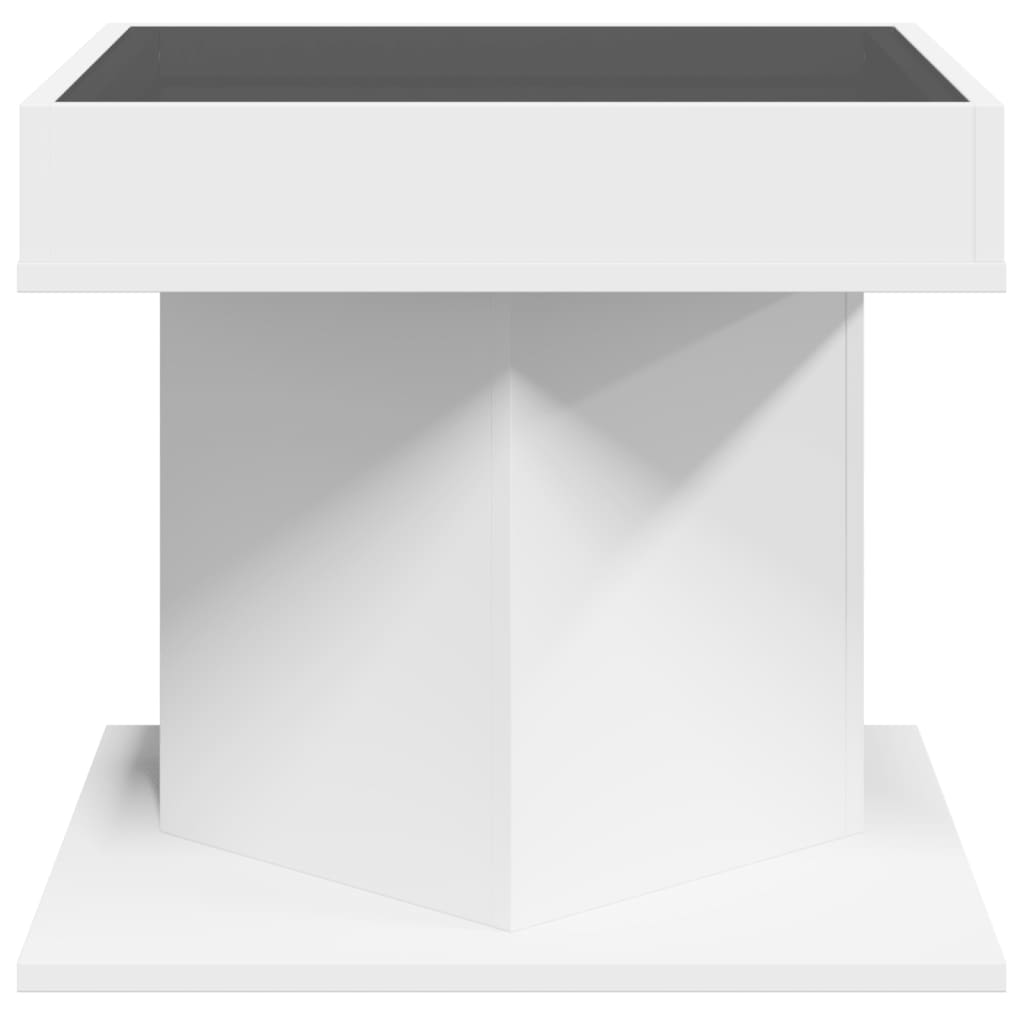 Salongbord Sofabord Hvit med LED 50x50x45 cm