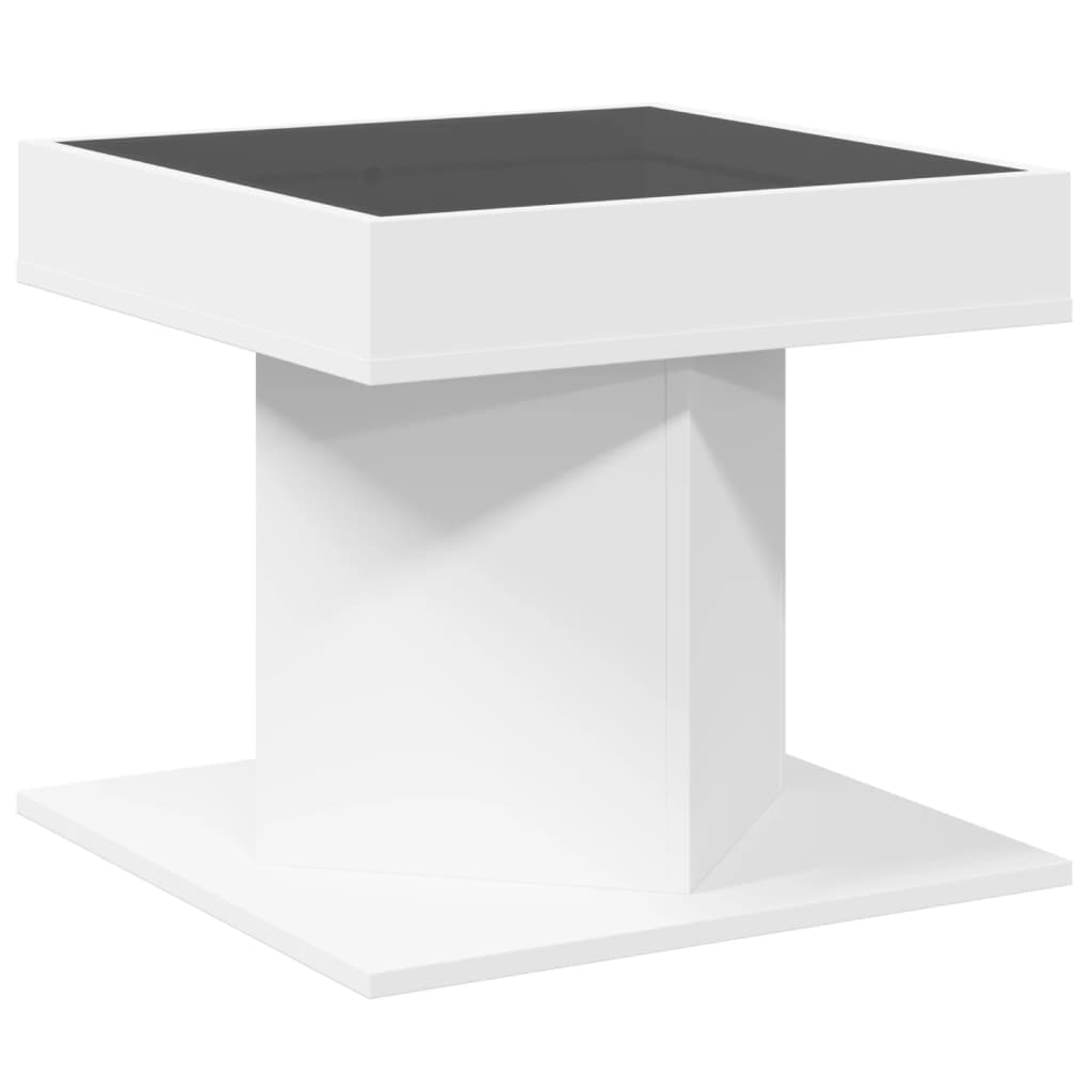 Salongbord Sofabord Hvit med LED 50x50x45 cm