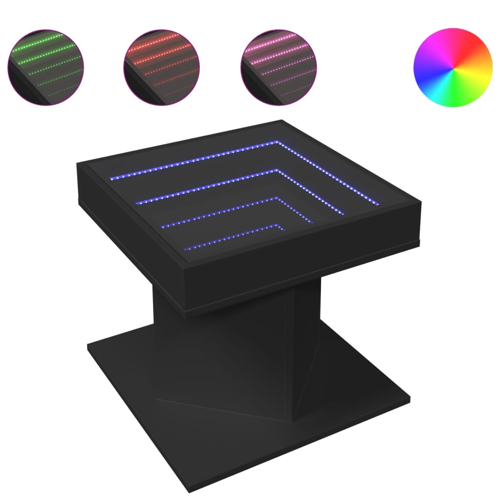 Salongbord Sofabord Svart med LED 50x50x45 cm