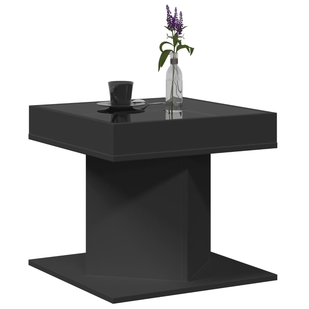 Salongbord Sofabord Svart med LED 50x50x45 cm