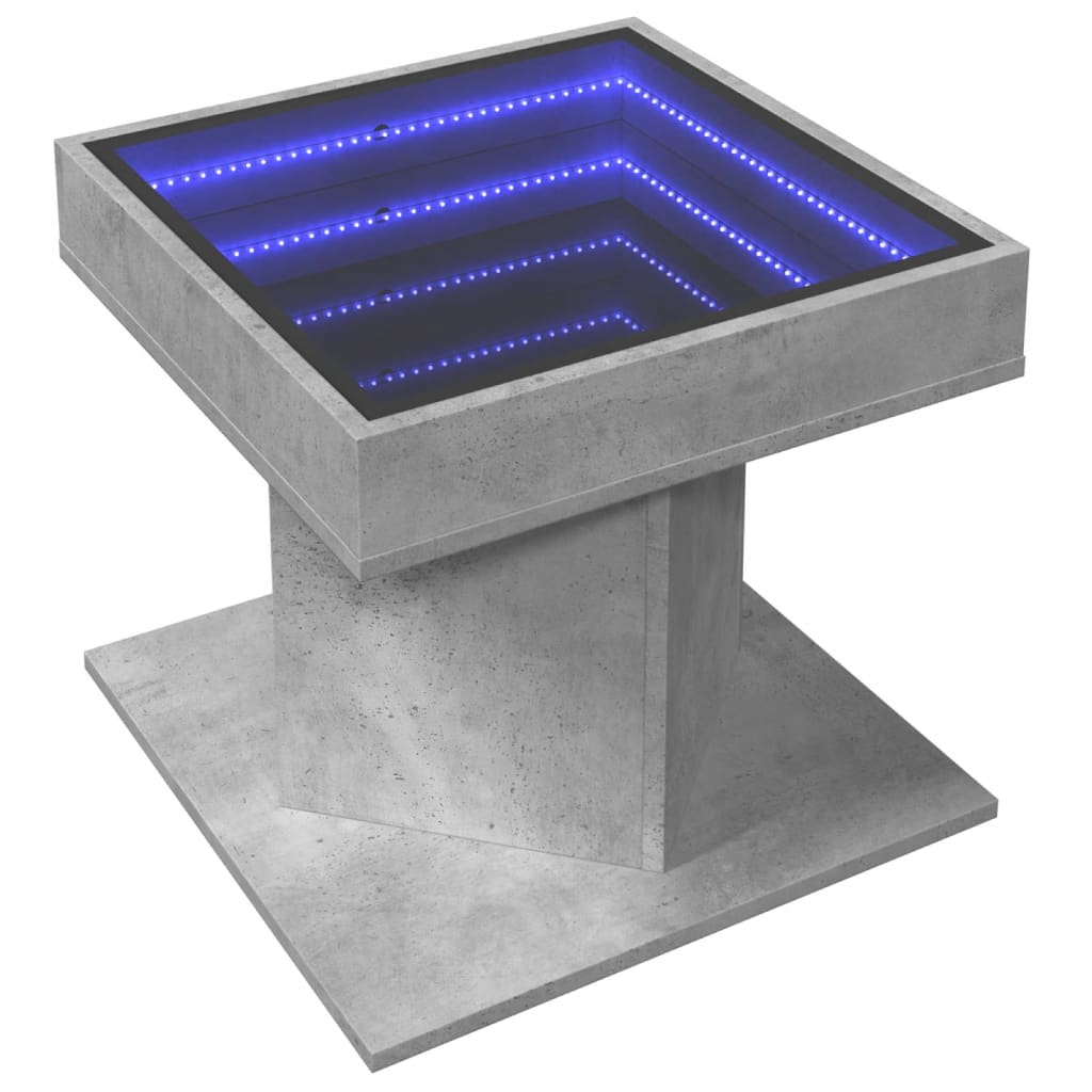 Salongbord Sofabord Betonggrå med LED 50x50x45 cm