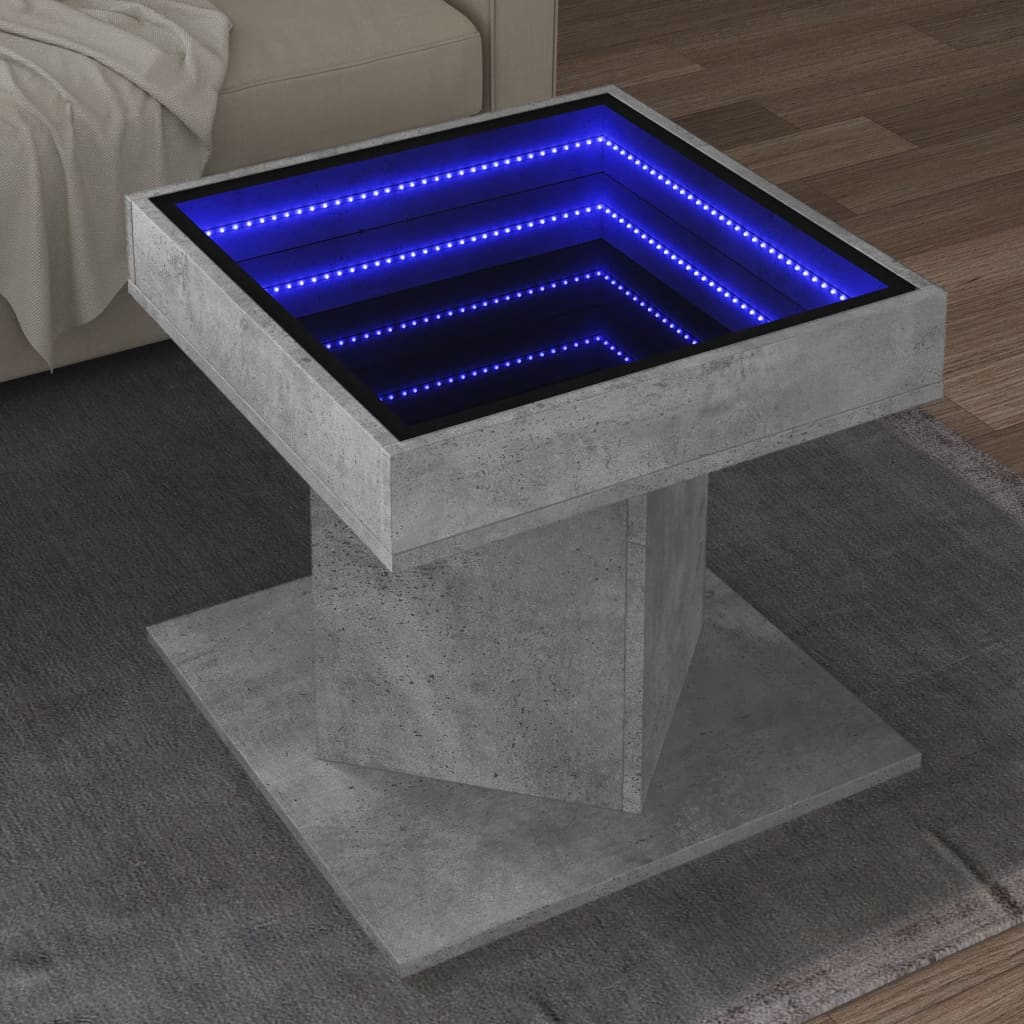 Salongbord Sofabord Betonggrå med LED 50x50x45 cm