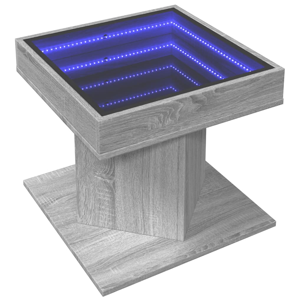 Salongbord Sofabord Sonoma Grå med LED 50x50x45 cm