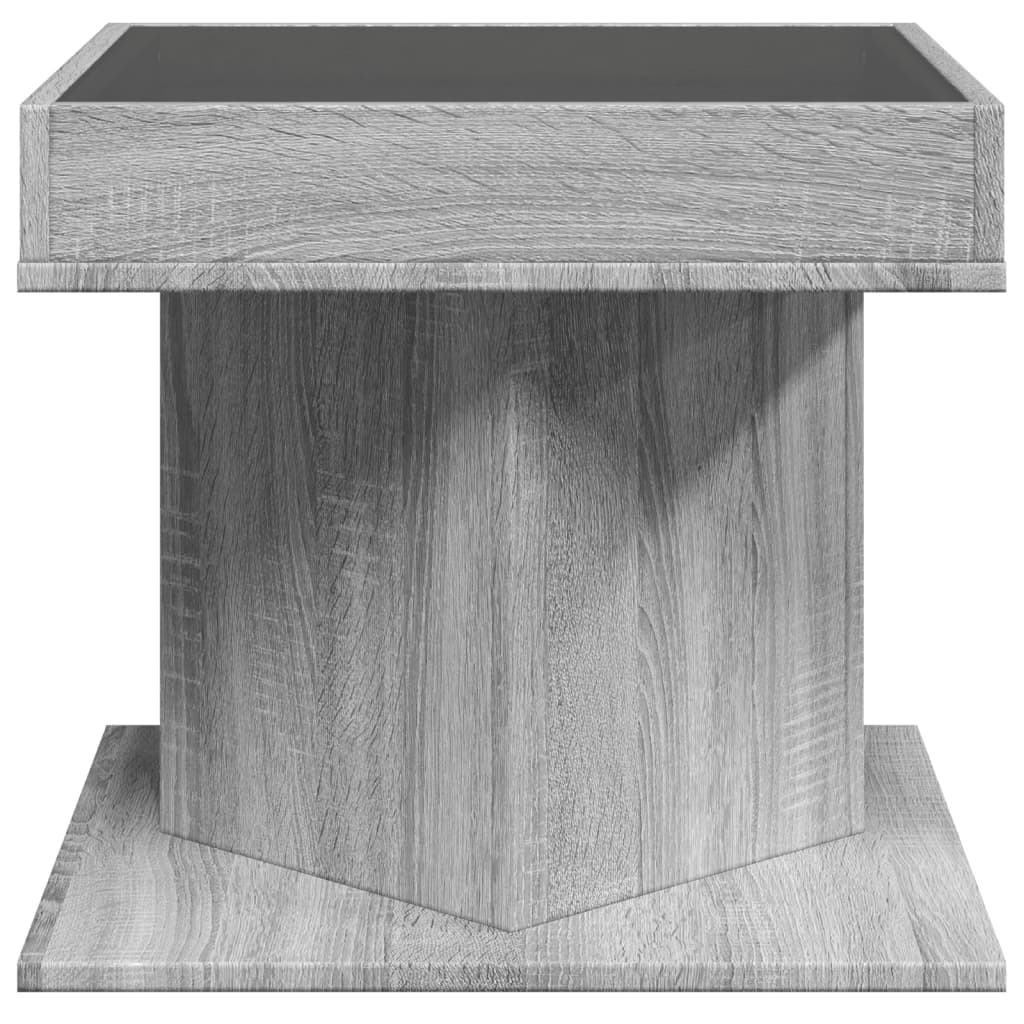 Salongbord Sofabord Sonoma Grå med LED 50x50x45 cm