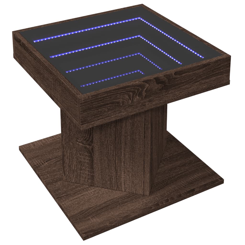 Salongbord Sofabord Brun Eik med LED 50x50x45 cm