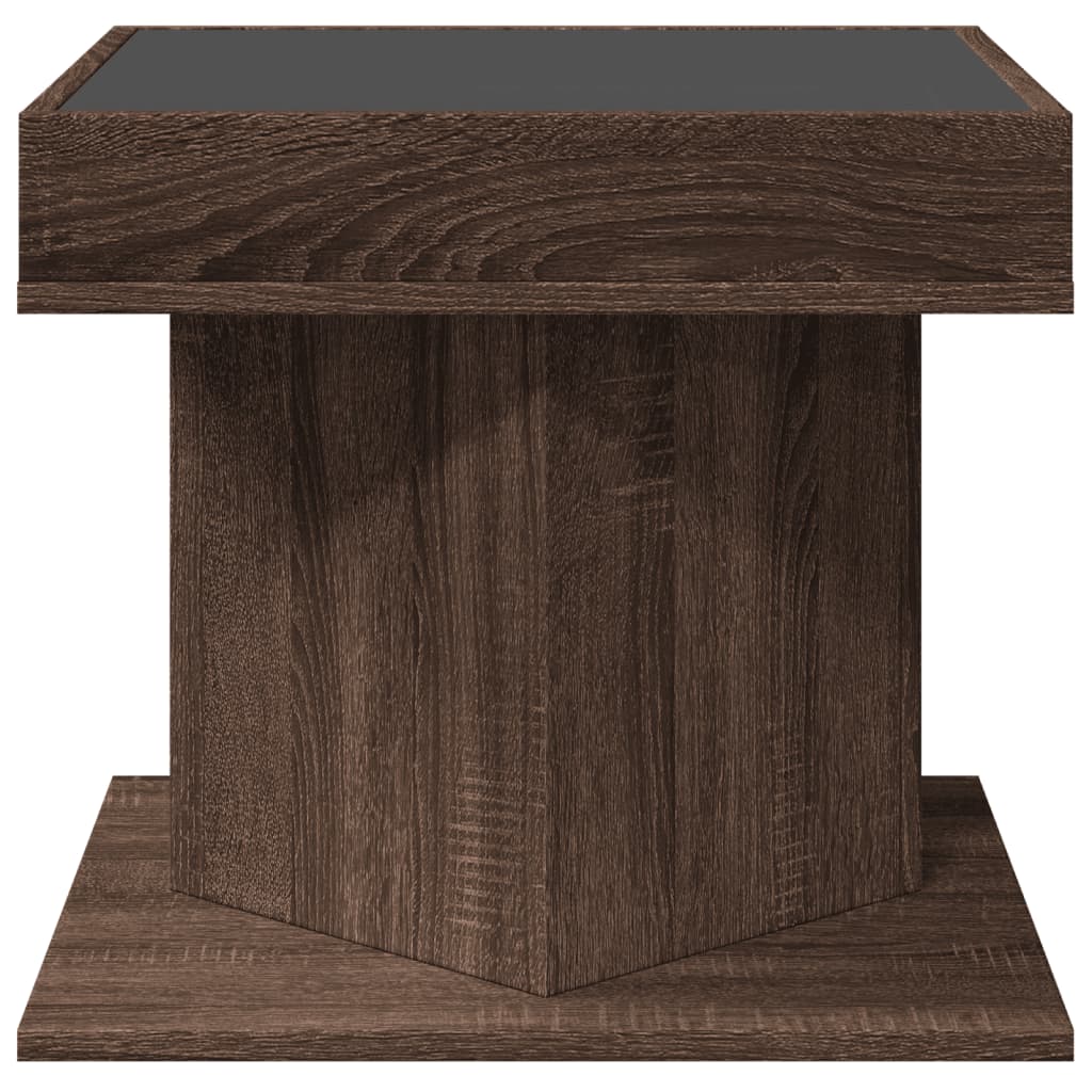 Salongbord Sofabord Brun Eik med LED 50x50x45 cm