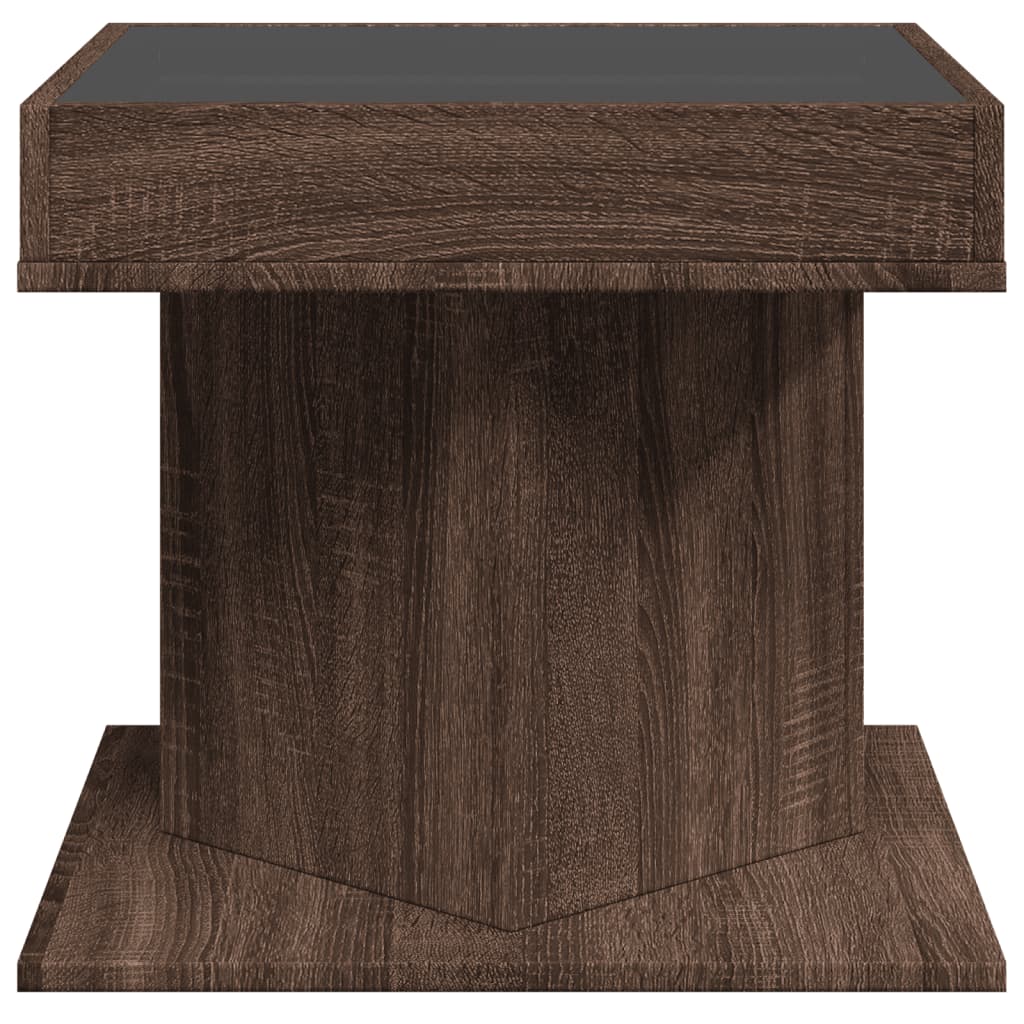 Salongbord Sofabord Brun Eik med LED 50x50x45 cm