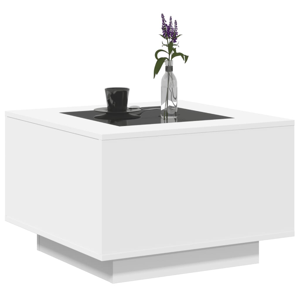 Salongbord Sofabord Hvit med LED 60x60x40 cm