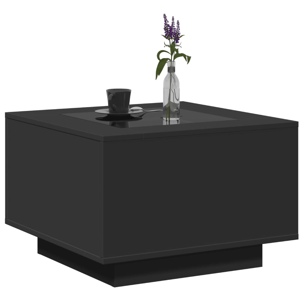 Salongbord Sofabord Svart med LED 60x60x40 cm