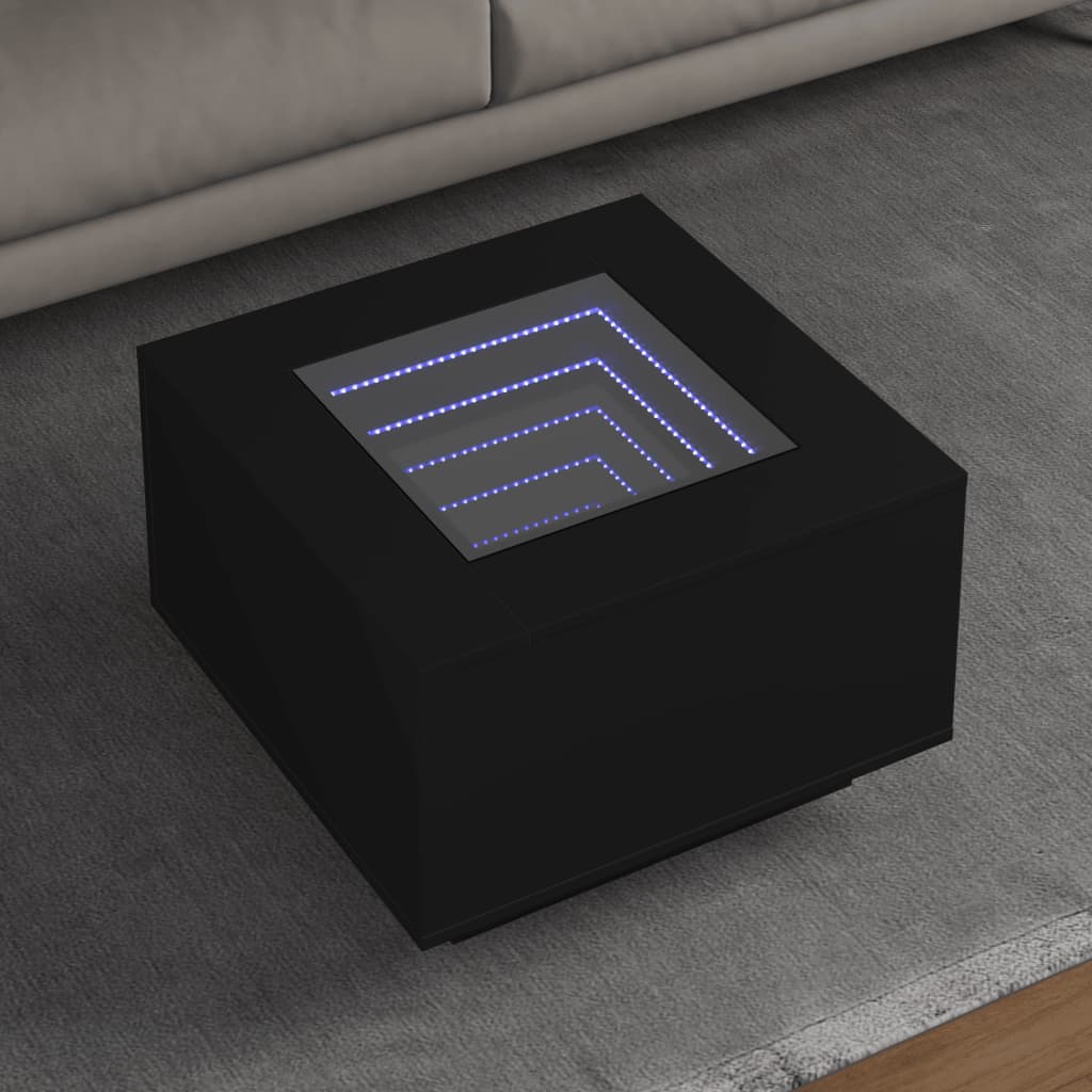 Salongbord Sofabord Svart med LED 60x60x40 cm