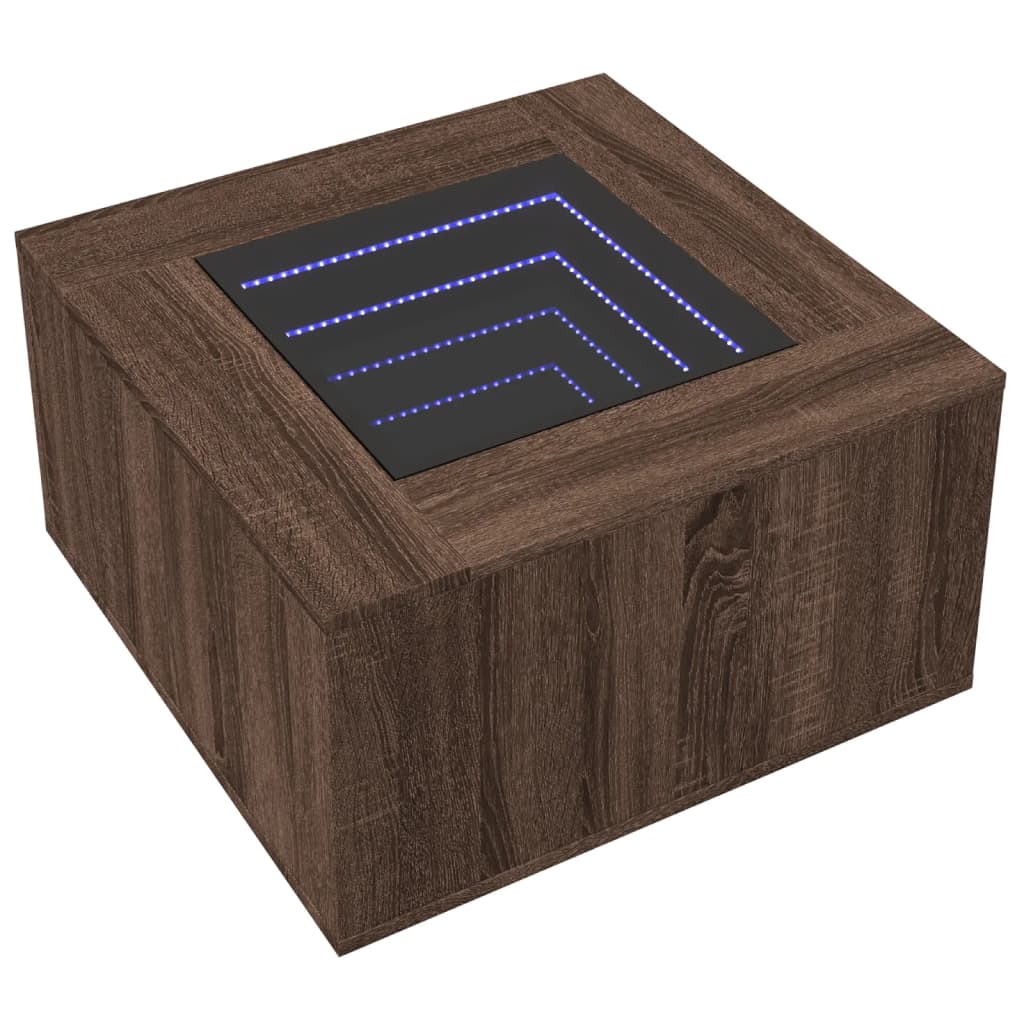 Salongbord Sofabord Brun Eik med LED 60x60x40 cm
