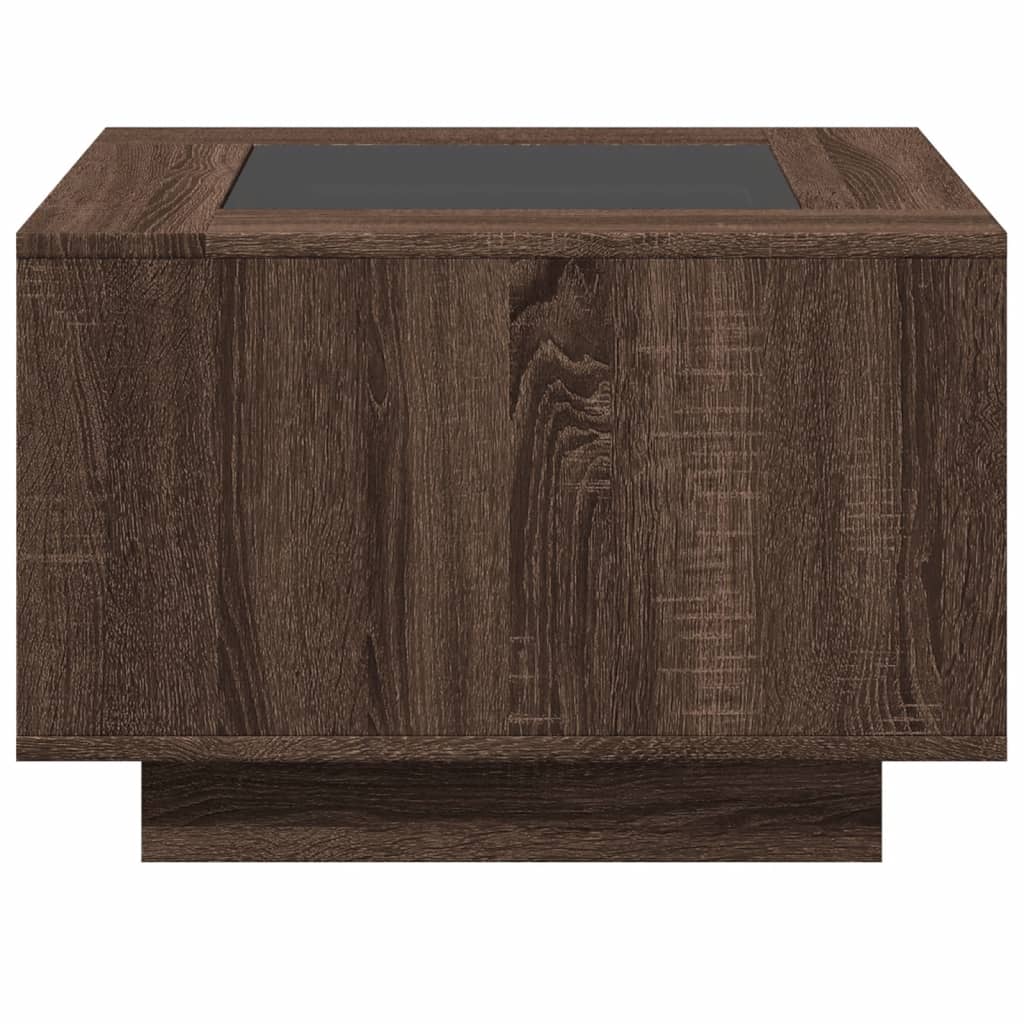 Salongbord Sofabord Brun Eik med LED 60x60x40 cm