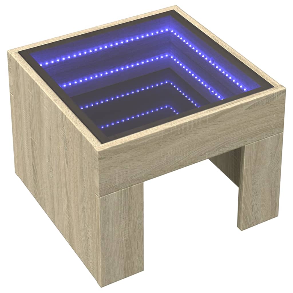 Salongbord Sofabord Sonoma Eik med Infinity LED 40x40x30 cm