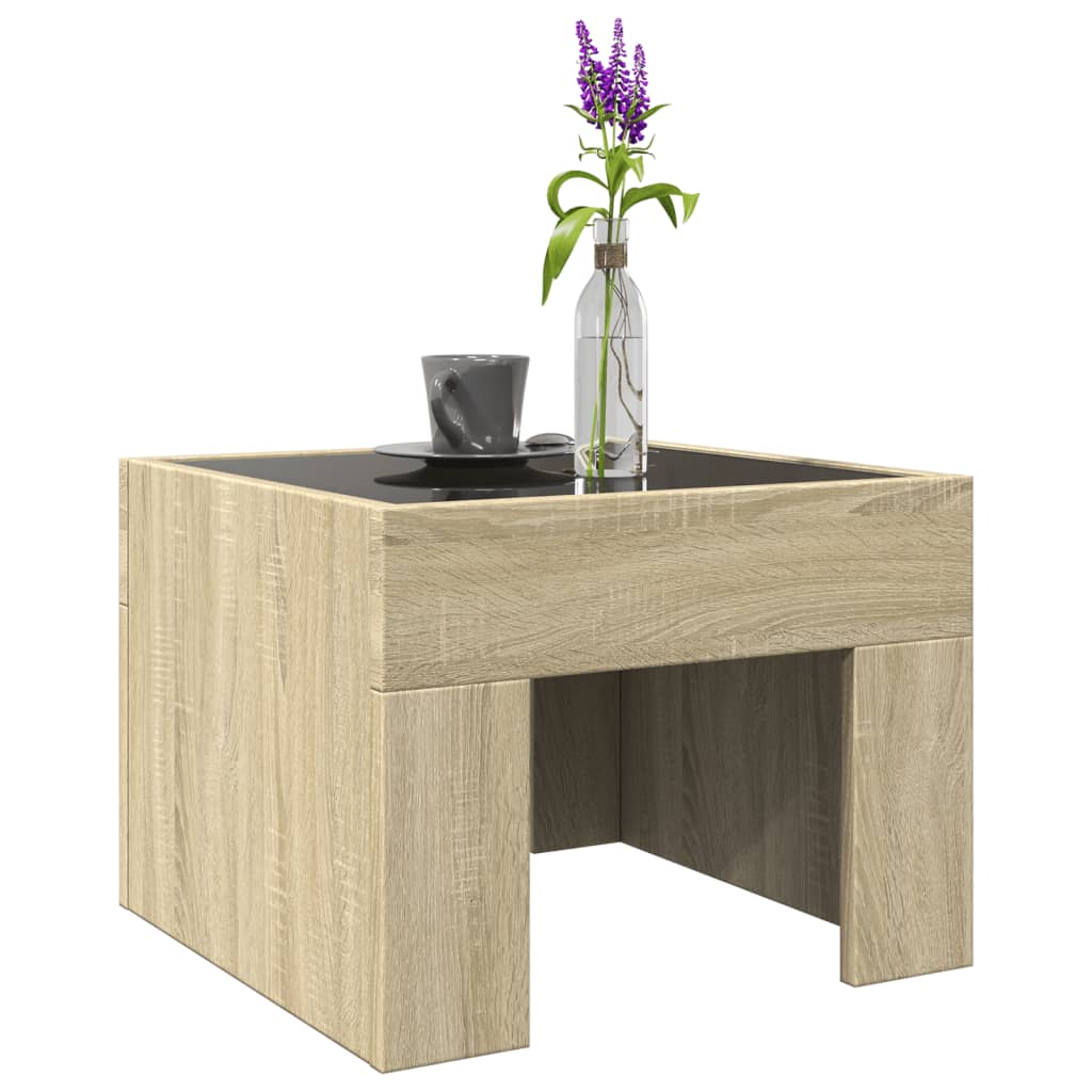Salongbord Sofabord Sonoma Eik med Infinity LED 40x40x30 cm