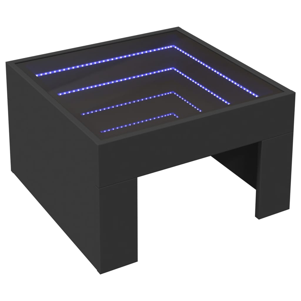 Salongbord Sofabord Svart med Infinity LED 50x50x30 cm