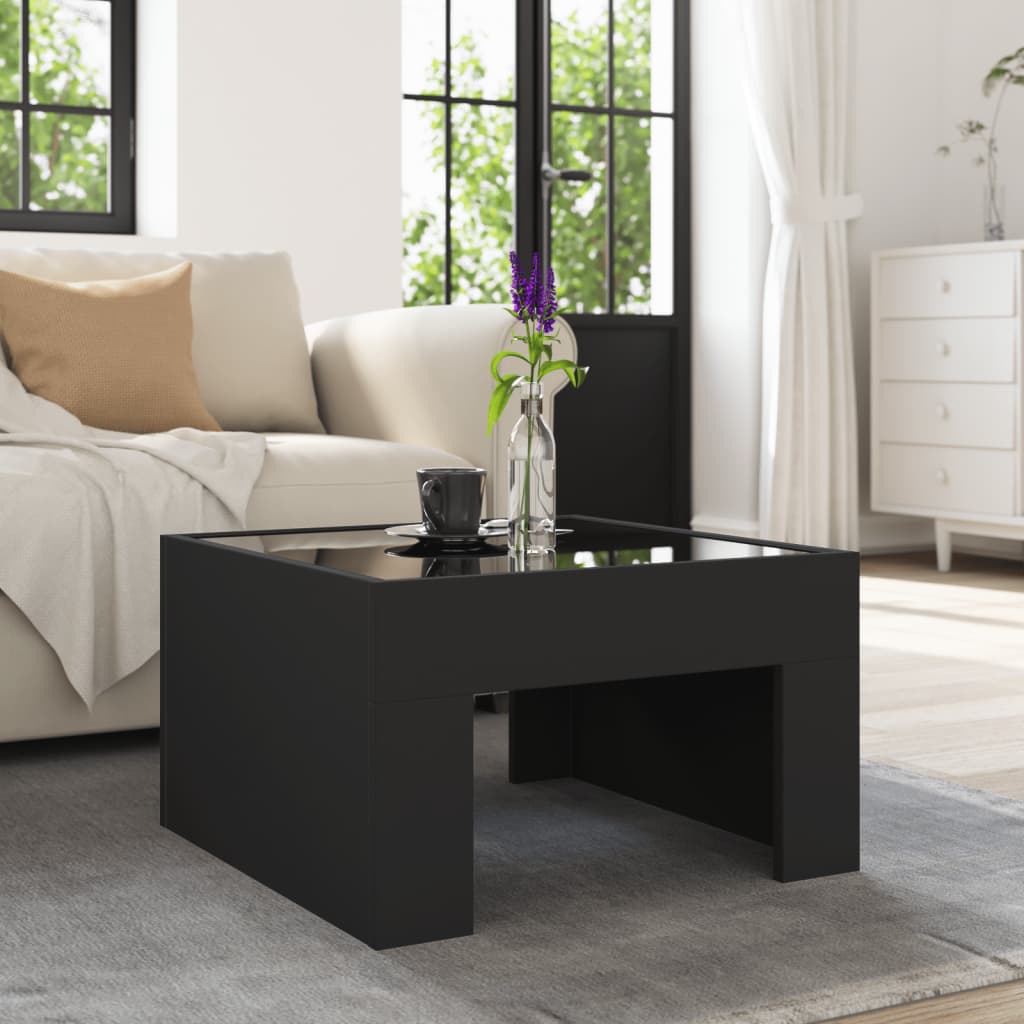 Salongbord Sofabord Svart med Infinity LED 50x50x30 cm