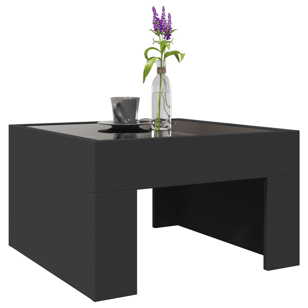 Salongbord Sofabord Svart med Infinity LED 50x50x30 cm