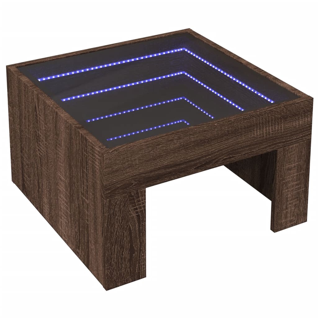 Salongbord Sofabord Brun Eik med Infinity LED 50x50x30 cm