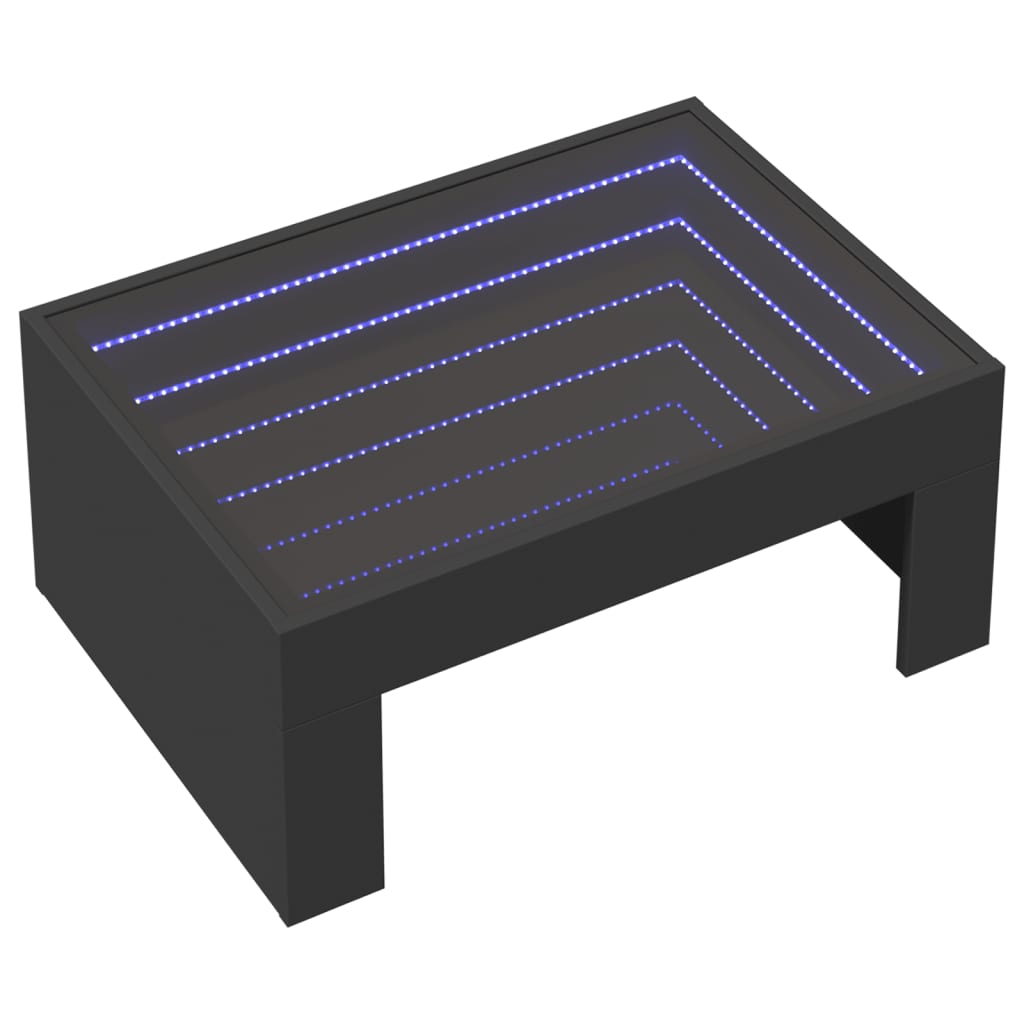 Salongbord Sofabord Svart med Infinity LED 70x50x30 cm