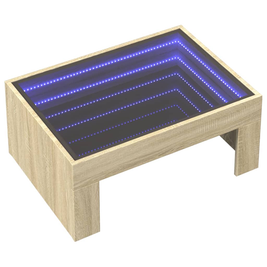 Salongbord Sofabord Sonoma Eik med Infinity LED 70x50x30 cm