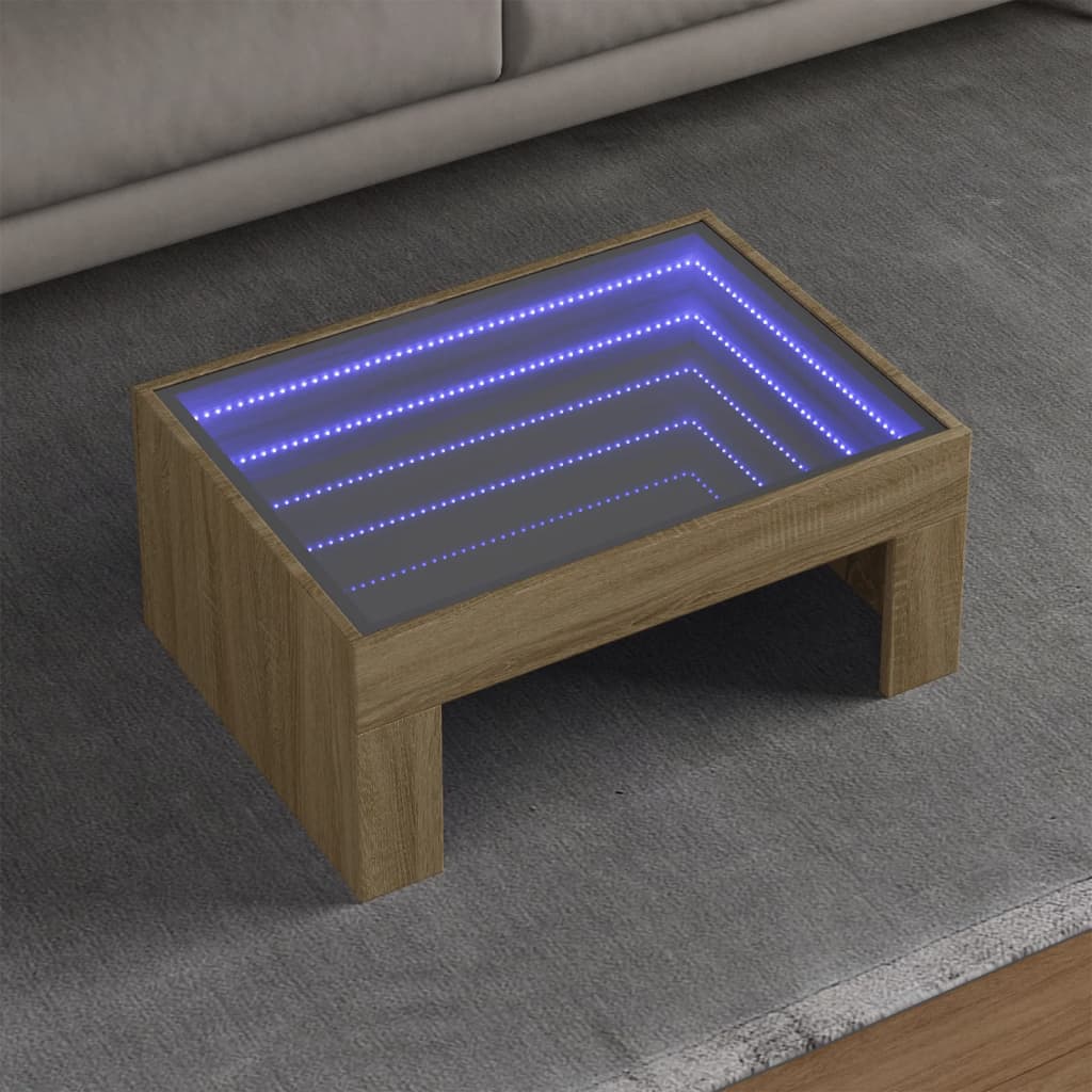 Salongbord Sofabord Sonoma Eik med Infinity LED 70x50x30 cm