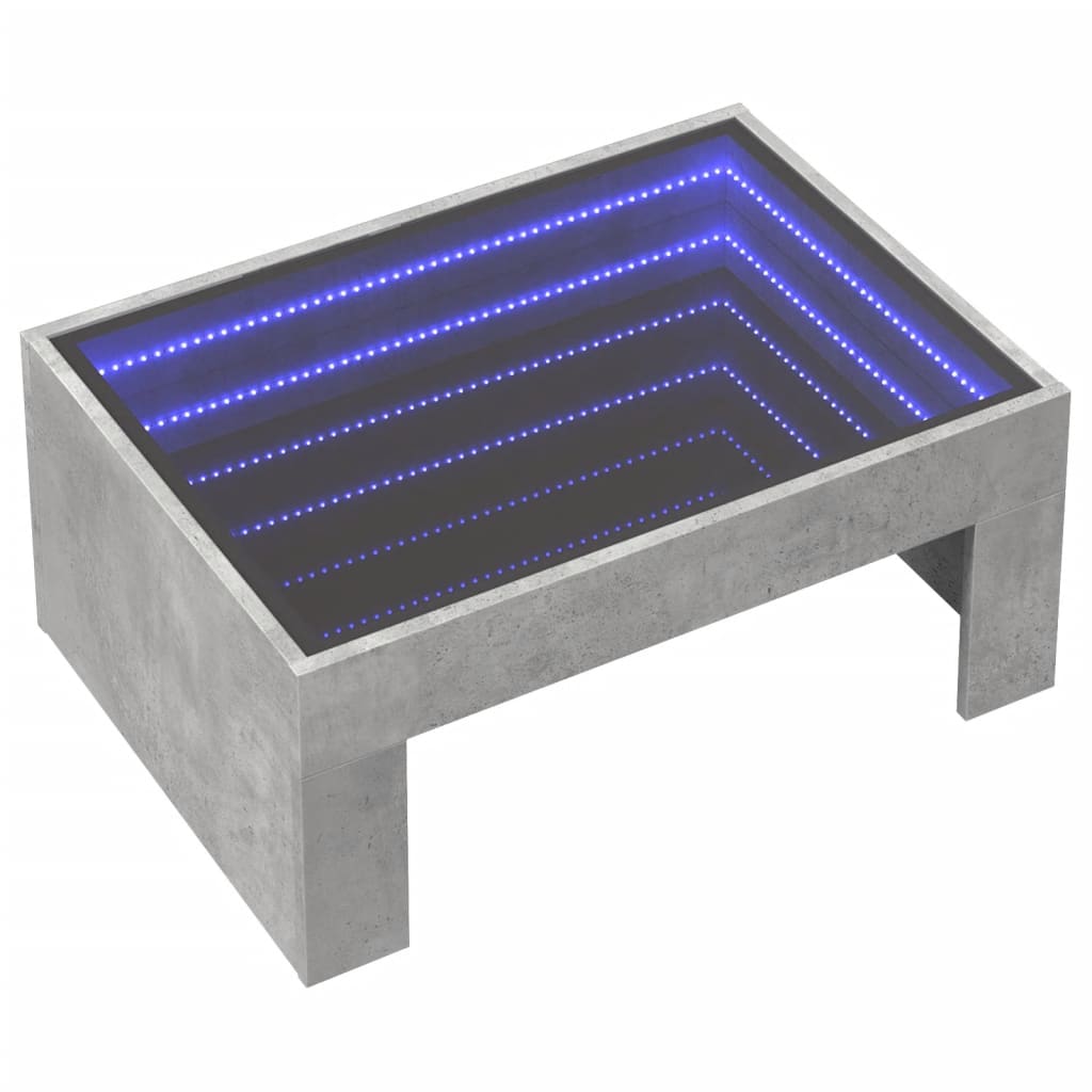 Salongbord Sofabord Betonggrå med Infinity LED 70x50x30 cm