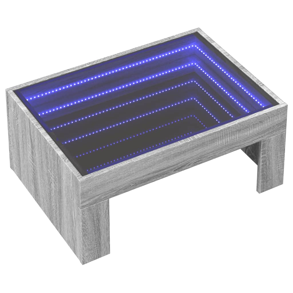 Salongbord Sofabord Sonoma Grå med Infinity LED 70x50x30 cm