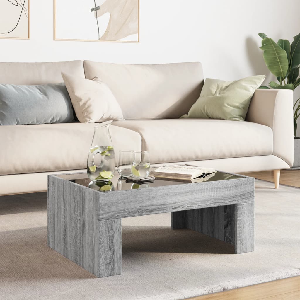 Salongbord Sofabord Sonoma Grå med Infinity LED 70x50x30 cm