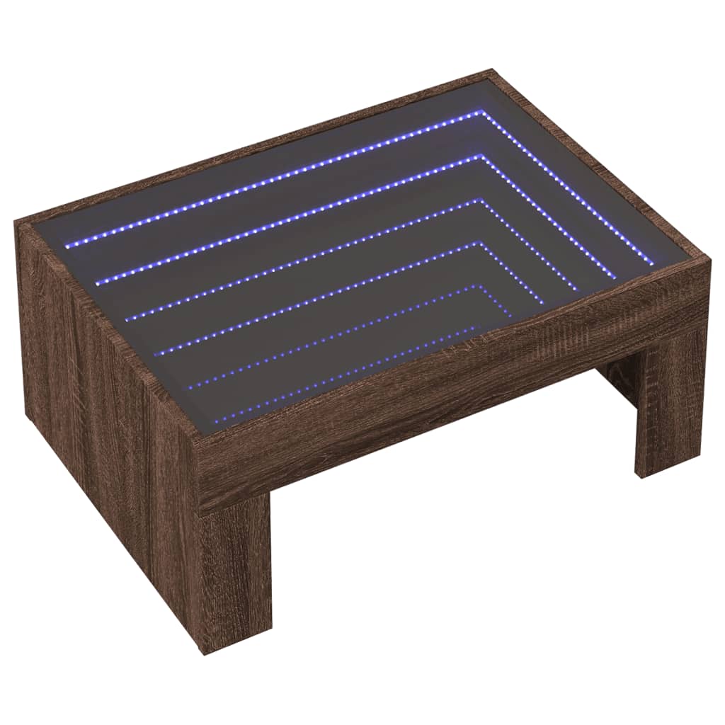 Salongbord Sofabord Brun Eik med Infinity LED 70x50x30 cm