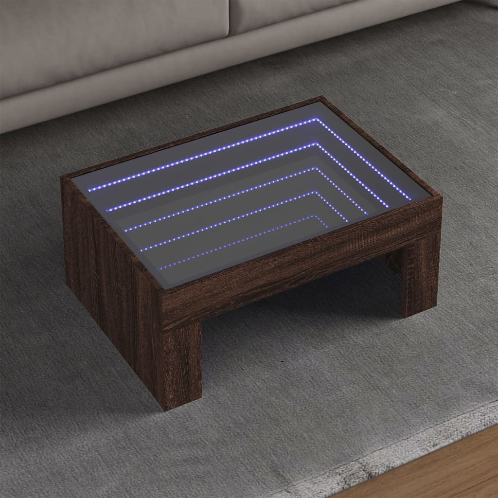 Salongbord Sofabord Brun Eik med Infinity LED 70x50x30 cm