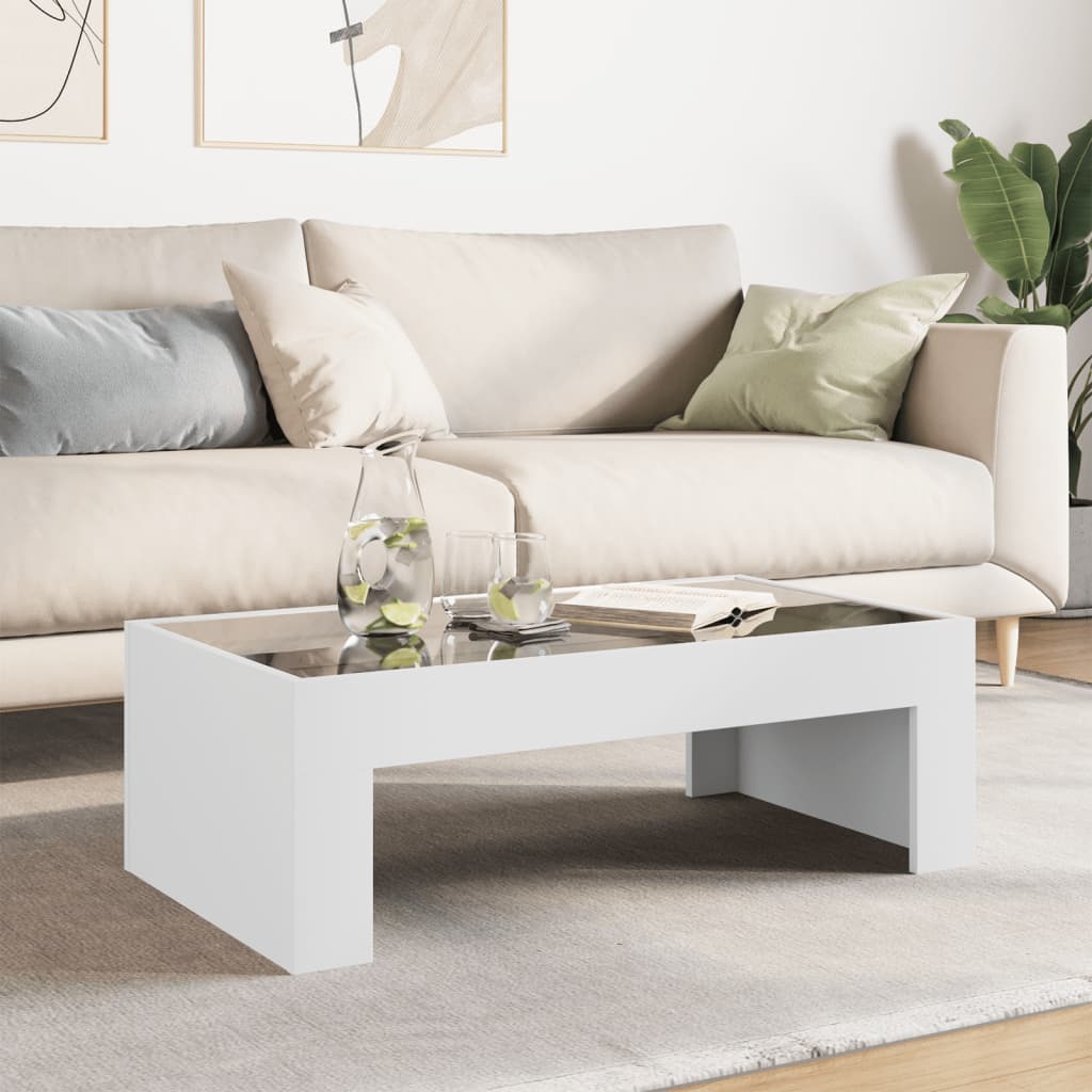 Salongbord Sofabord Hvit med Infinity LED 90x50x30 cm