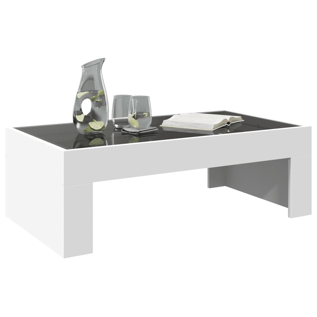 Salongbord Sofabord Hvit med Infinity LED 90x50x30 cm