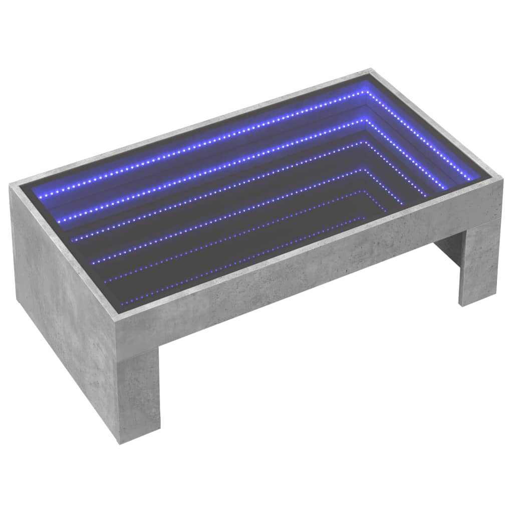 Salongbord Sofabord Betonggrå med Infinity LED 90x50x30 cm